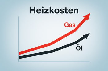 Grafik: steigende Heizkosten für Gas und Öl